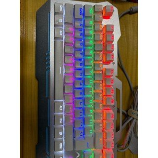 狼蛛 收割者 機械鍵盤，銀白色混光，青軸，104鍵，全鍵無沖，熱插拔, 如圖所示, 詳情內介紹, 製造商軸