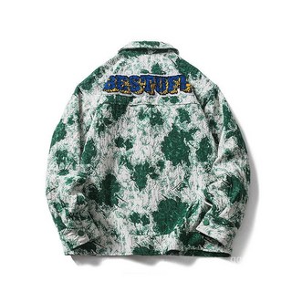 美式複古 雪花刺繡 牛仔夾剋男 寬鬆休閒 潮牌ins 春秋vintage 水洗外套 丹寧外套 牛仔外套男 落肩外套 潮男