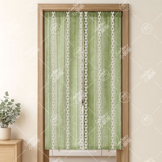 CoinShop 小銅板日系鏤空編織門簾，立體條紋設計，多款顏色可選，客廳臥室廚房適用, 抹茶綠
