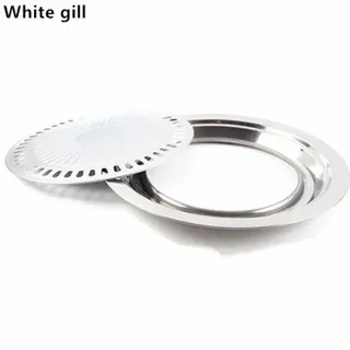 가정용 무연 바베큐 그릴 팬 붙지 않는 가스 스토브 플레이트 전기 스토브 베이킹 트레이 바베큐 그릴 야외, 02 White gill