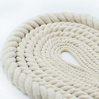 三股棉線彩色棉繩：台灣發貨，手工編織裝飾米白麻繩，耐磨尼龍捆綁繩, 7mm米色【10米】, 1個