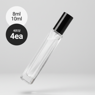 투명 유리 향수공병 스프레이 병, 4개, 10ml