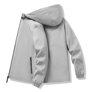 男款連帽拉鏈夾克，春秋休閒外套，防風運動飛行夾克