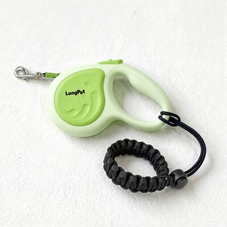 롱펫 떨어짐 방지 자동리드줄 핸즈프리 소형견 개 목줄 꼬임방지 +이탈방지 손목밴드 세트, 그린, 1개