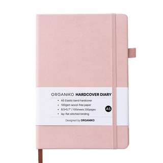 오가니코 A5 하드커버 스크랩 만년 다이어리, 베이비핑크, 1개