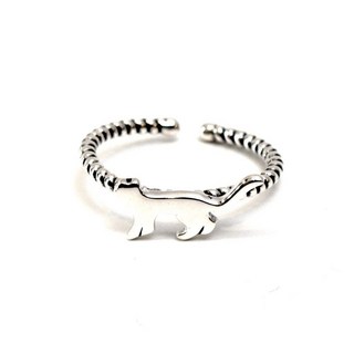 666-shop 自訂款純銀S925小貓咪戒指，百搭小眾冷淡風設計