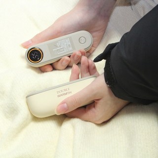 파인굿즈 LCD잔량표시 듀얼 손난로 보조배터리 휴대용 전기 핫팩 충전식 주머니 난로, 아이보리