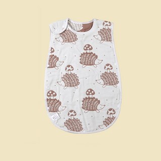 蘑菇嬰兒睡袋兒童防踢被 親膚透氣 無袖設計, 棕色刺蝟