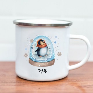 어린이컵 머그컵 어린이집물컵 주문제작 귀여운 펭귄, 양쪽, 1개