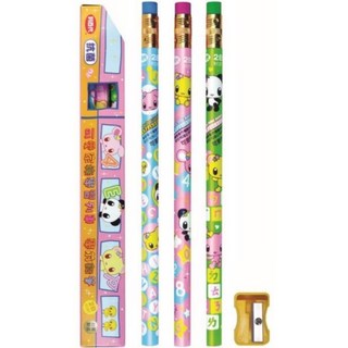 LIBERTY 利百代 CB-205 可愛家族抗菌學前皮頭鉛筆 大三角桿印花2B鉛筆, CB-205-P-粉紅, 1個