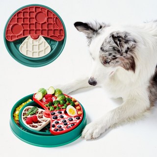 Barkwhiz 개 슬로우 푸드 그릇 버섯 모양 회전 후각 훈련 플레이트, 1개, 녹색