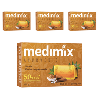 medimix 印度檀香皂 125g 添加檀香油 經典草本香皂 溫和清潔不刺激, 4個