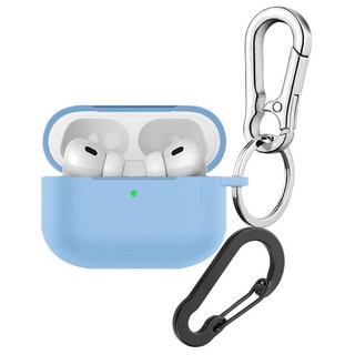 에어팟 프로3 케이스 커버 키체인이 있는 에어 포드 프로 3 헤드폰용 부드러운 실리콘 보호 케이스 에어팟 프로 3세대용 충격 방지 커버 케이스 여성 남성용 (레드), 아주르 블루
