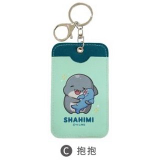 現貨正版胖鯊魚鯊西米皮革卡套鑰匙圈 證件卡套 可扣式行李吊牌 悠遊卡套 卡套鑰匙圈 吊飾吊牌 ID卡套 票卡夾
