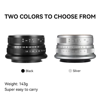 7artisans MF APS-C 프라임 렌즈 수동 미러리스 카메라 소니 E Zev-10 A6500 후지픽스 X-T4 캐논 호환 EOS, 03 Sony E-마운트 (APS-C), 01 Silver, 01 25mm F1.8