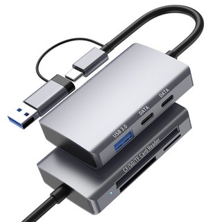 Type-C集線器 USB3.0多合一HUB CF/SD/TF手機OTG多功能讀卡器, 1個, 208HUB讀卡器, 銀色, 020-31