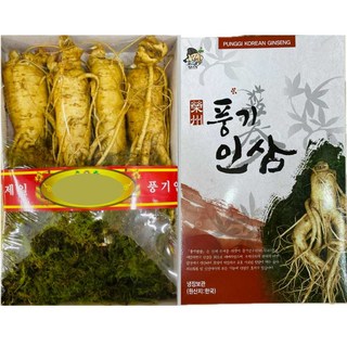6년근 인삼 선물 왕특대 굵기 4-6뿌리/한채 종이상자 이끼포장 풍기인삼시장 한보인삼사, 1세트, 750g