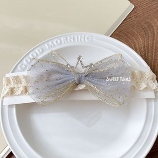 Sweet Twins 台灣現貨 小仙女網紗蝴蝶結髮帶 嬰兒髮帶 嬰兒髮飾 公主髮帶 皇冠髮帶 不勒頭