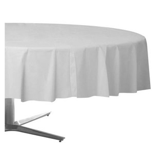台灣製造加厚環保PE塑膠拋棄式桌巾，直徑213公分圓形，工廠直營現貨供應, 1個, 白色-White