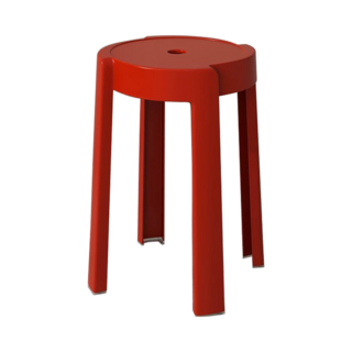 多用途圓形塑膠凳，加寬椅面設計，堅固耐用，防滑靜音，可疊加收納，多色可選, 紅色, 1件