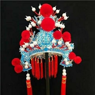 京劇戲曲盔帽 太子頂武生群英會周瑜小王盔 紫金冠娃娃盔帽套, 1個, 紅色,均碼, 紅色