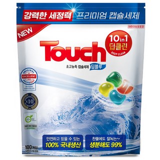 터치 프리미엄 초고농축 캡슐세제 딥블루 국내생산 에이프릴향, 1개, 100개입