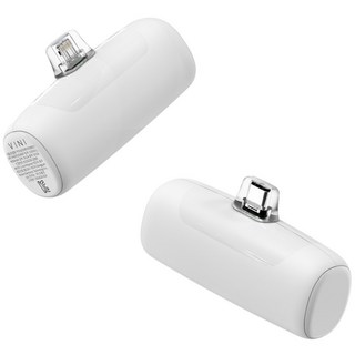 비니 고속 충전 도킹형 미니 일체형 보조배터리 5000mAh, 화이트, 8핀+C타입