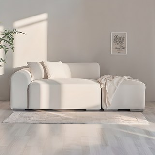 퍼리든 뮤즈 패브릭 쇼파 2인용 팔걸이 우형 + 쿠션 2p + 스툴 방문설치, 아이보리