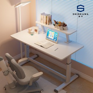 升降桌 手搖兒童學習桌 學生書桌 簡約臥室家用辦公臺式寫字桌 電腦桌 工作桌 自由調節桌 手動升降 058, 手動升降暖白色,80*60cm