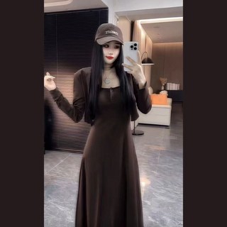 法式連衣裙套裝 2025秋季新款 氣質顯瘦高級感連衣裙開衫兩件套