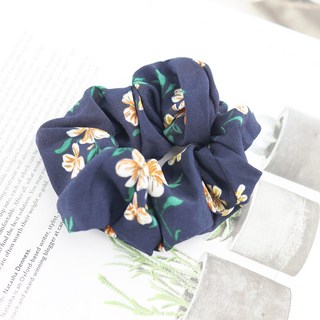 꽃무늬 곱창밴드 헤어끈 네이비 플라워 헤어슈슈 머리끈 HFD04
