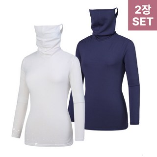 [이지바이] (1+1) 여성 웜커버 약기모 마스크넥 마스크티 티셔츠
