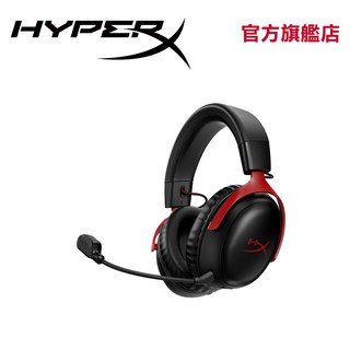 HyperX Cloud III 無線電競耳機 120小時長效續航 DTS Headphone:X 空間音效 53mm驅動單體 多平台適用, 紅色, 77Z46AA