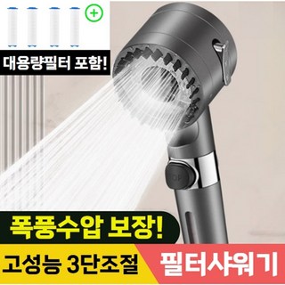 보니룸 프리미엄 고압 수압상승 필터 샤워기 헤드, 스노우 화이트, 1개