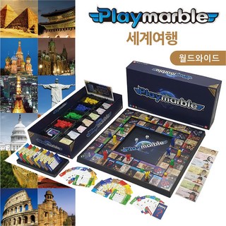 플레이마블 월드와이드 세계여행 보드게임, 혼합 색상, 1개
