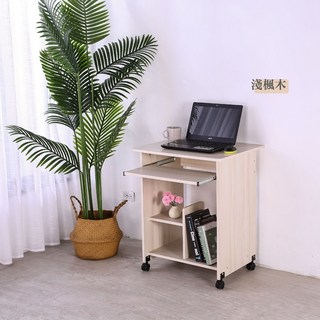 BuyJM 低甲醛簡約附輪電腦桌(寬60公分)台灣製，書桌/辦公桌/事務桌/邊桌/儀器桌，簡約設計，移動方便, 淺楓木色