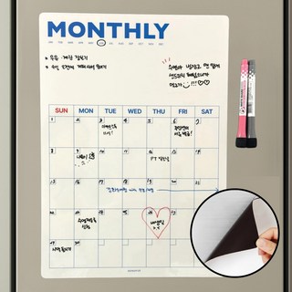 시옷시옷리빙 붙이는 냉장고 달력 자석 메모보드 스케줄 화이트 보드 판 캘린더, 1개