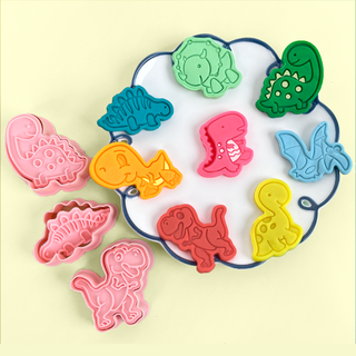 (밀대 증정) 캐롯캐롯 공룡 쿠키틀 클레이몰드 베이킹도구 8종, 핑크, 1개