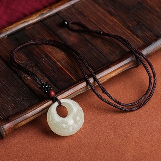 天然白玉年年有魚吊墜毛衣鏈真玉玉佩玉墜男女款項鏈情侶