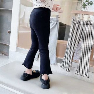 女童格子喇叭打底褲 春秋外穿褲子 兒童秋裝2022新款洋氣小童寶寶格子喇叭褲