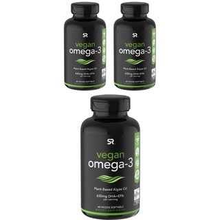 SPORTS RESEARCH Omega-3 DHA EPA藻油素食軟膠囊 630mg, 60顆, 3罐