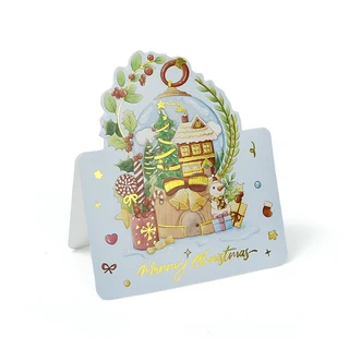 100/1x 접이식 크리스마스 카드 인사말 초대장 종이 브론징 선물 편지 홈 파티 봉투 장식 용품, 05 1PC, 07 01