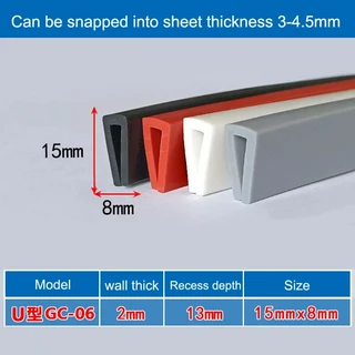 1/3/5M 실리콘 U 형 엣지 밴딩 스트립 유리 금속 패널 충돌 방지 용 여러 가지 빛깔의 고무 자동차 도어 보, 02 White, 01 GC-06 A 15x8mm, 03 3M