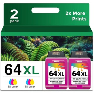 Ubinki 64XL 컬러 잉크 카트리지 교체 Ink 64XL 64XL HP64XL 트라이 컬러 2팩 7855 7858 7800 7155 7100 6255 6252 6232 71, Ubinki HP 64XL 64 XL HP64 XL H, 1개
