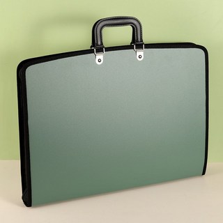 【多層分隔】康百A3手提拉鏈風琴包多層文件夾可愛辦公用文件袋8k收納盒插頁試－, 墨綠-A3（一層空格包 ）, 1個