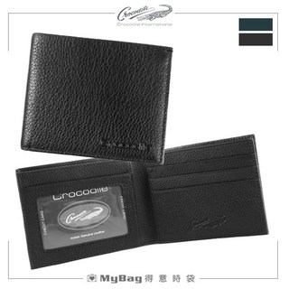 Crocodile 鱷魚皮夾 簡約典雅系列 9卡 透明視窗 牛皮短夾 0103-09907