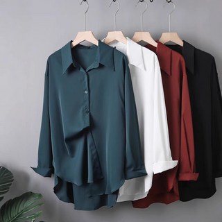 雪紡襯衫女新款長袖中長款百搭上衣寬鬆大碼打底衫