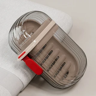 배수 미니 비누 상자 여행 새로운 휴대용 투명 실리콘 두꺼운 내구성 더블 레이어 보관, 01 1pc