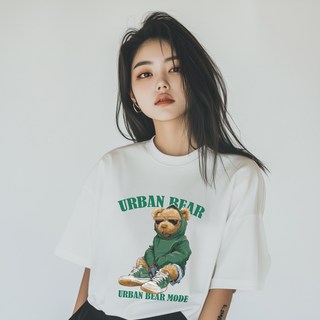 오버핏 곰돌이 반팔티 남녀공용 / 커플룩 데일리룩 프린팅 반소매 여름티