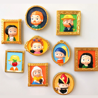 卡通人物冰箱磁鐵，世界名畫系列，創意廚房裝飾，可愛留言磁鐵, [復刻畫] 吹笛子的少年